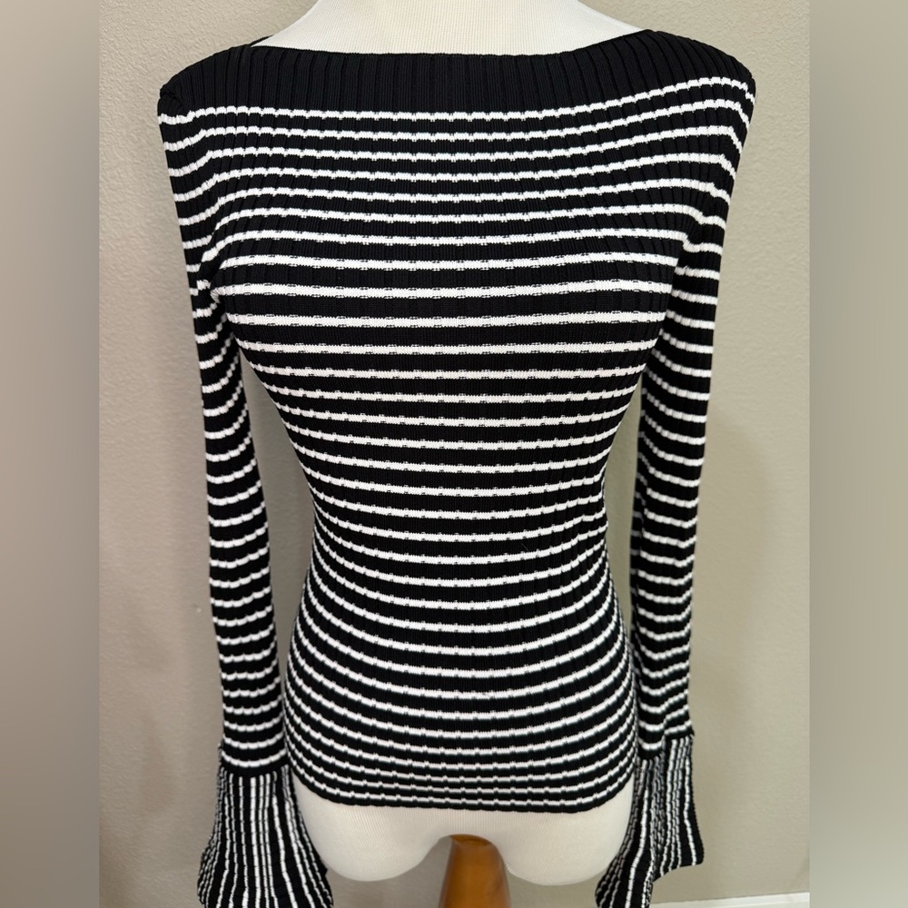 White House Black Market Striped Ribbed Sweater Top